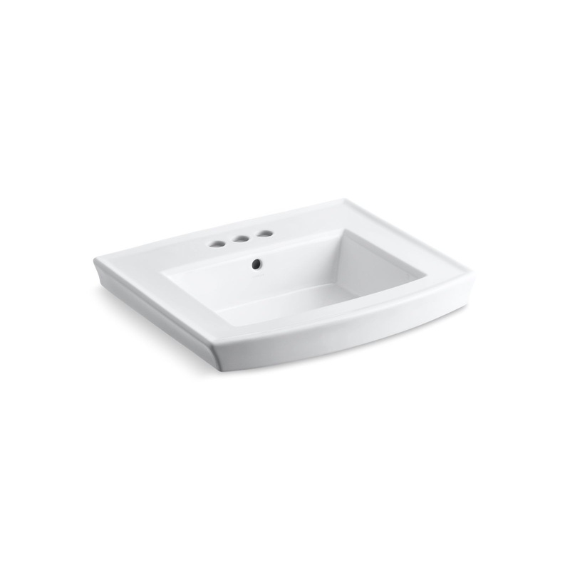 KOHLER K-2358-4-0 Archer 24" Rectangular Pedestal Bathroom Sink In White