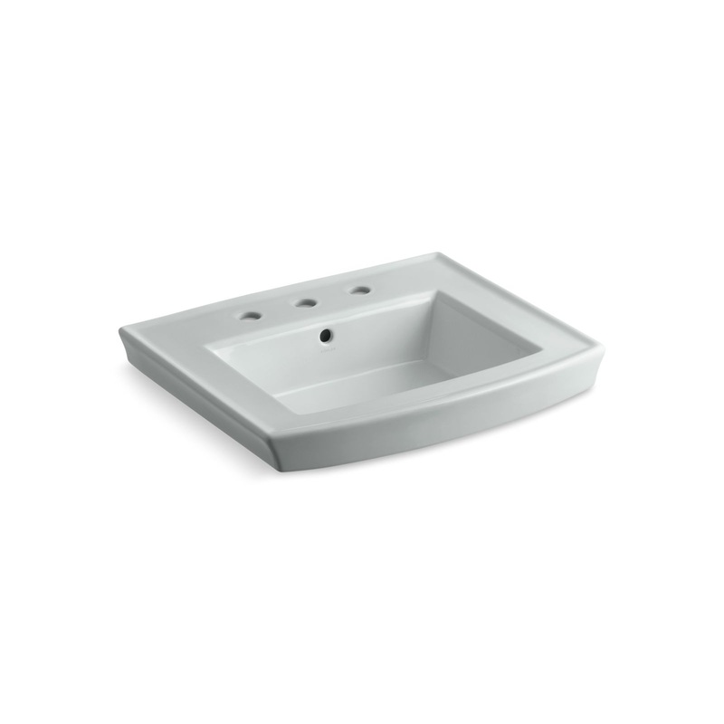 KOHLER K-2358-8-95 Archer 24" Rectangular Pedestal Bathroom Sink In Ice Grey
