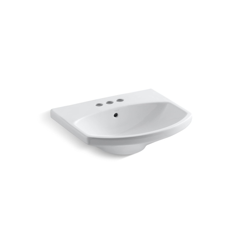 KOHLER K-2363-4-0 Cimarron 22-3/4" Rectangular Pedestal Bathroom Sink In White