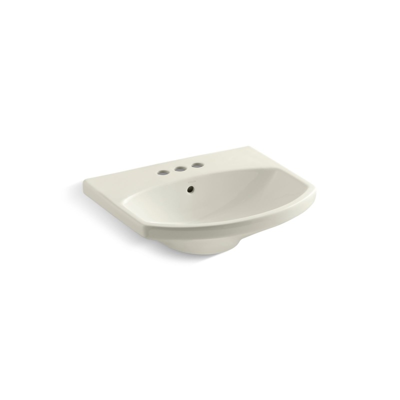KOHLER K-2363-4-96 Cimarron 22-3/4" Rectangular Pedestal Bathroom Sink In Biscuit
