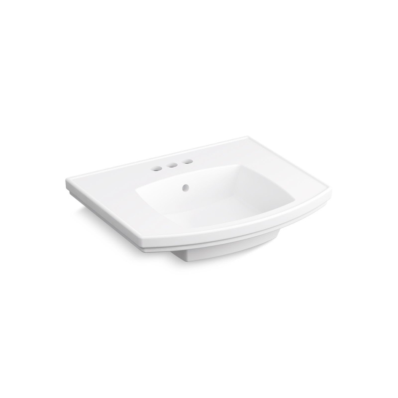 KOHLER K-24051-4-0 Kelston 23-3/4" Rectangular Pedestal Bathroom Sink In White