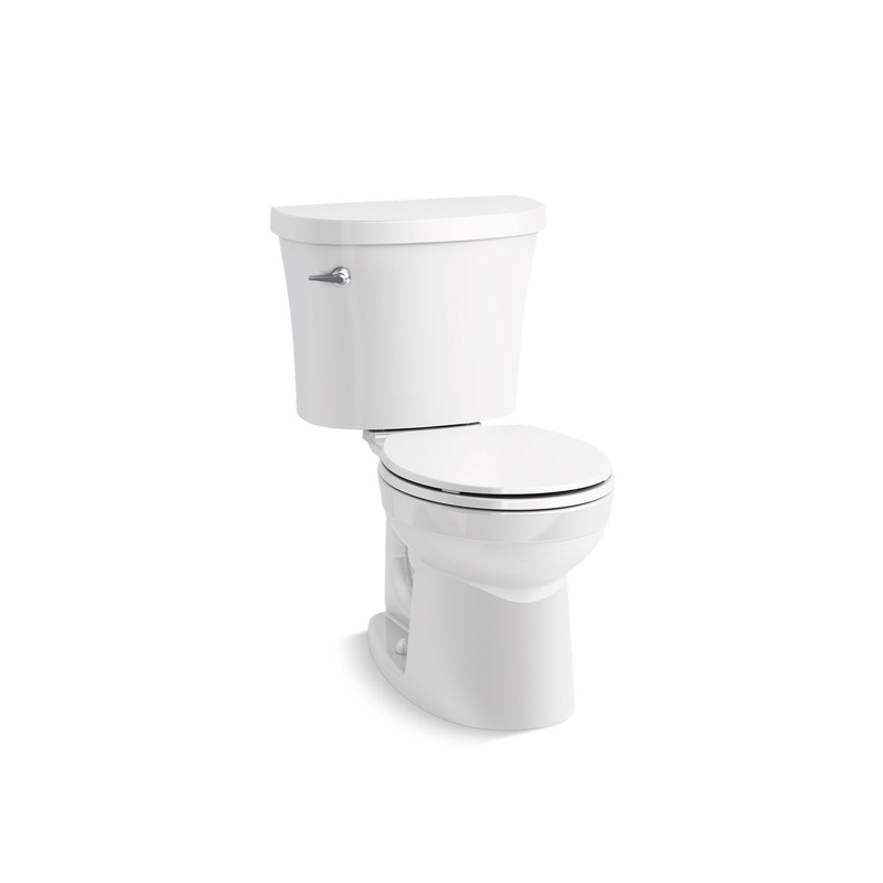 KOHLER K-25097-T-0 Kingston Two-Piece Round-Front Toilet, 1.28 Gpf In White