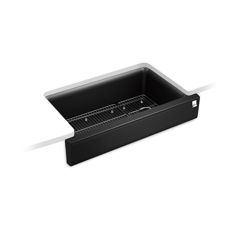 KOHLER K-25784-CM1 Cairn Undermount Single-Bowl Farmhouse Kitchen Sink In Matte Black