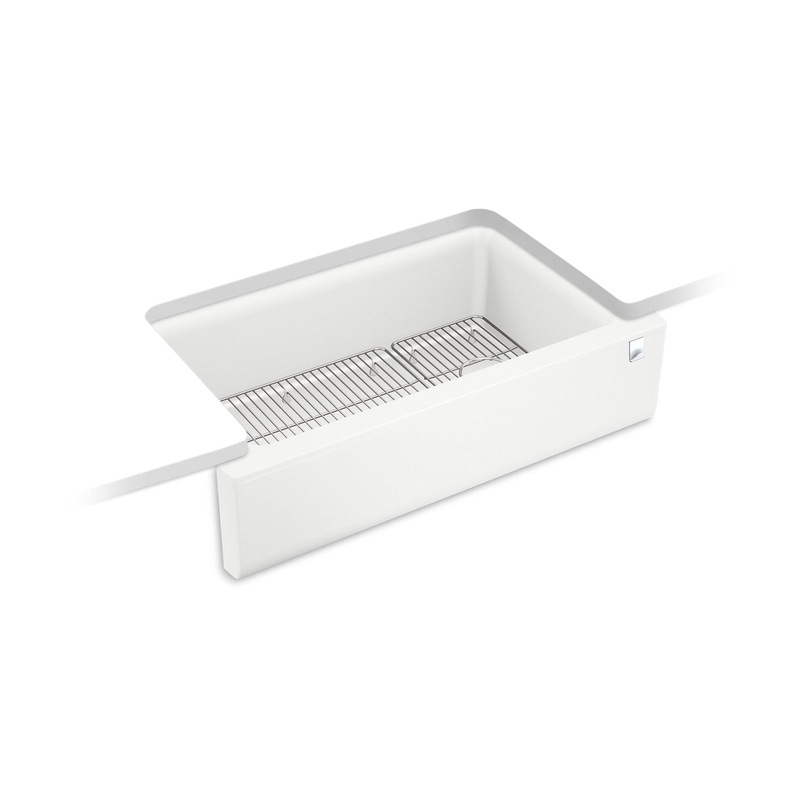 KOHLER K-25786-CM6 Cairn 34" Undermount Single-Bowl Farmhouse Kitchen Sink In Matte White