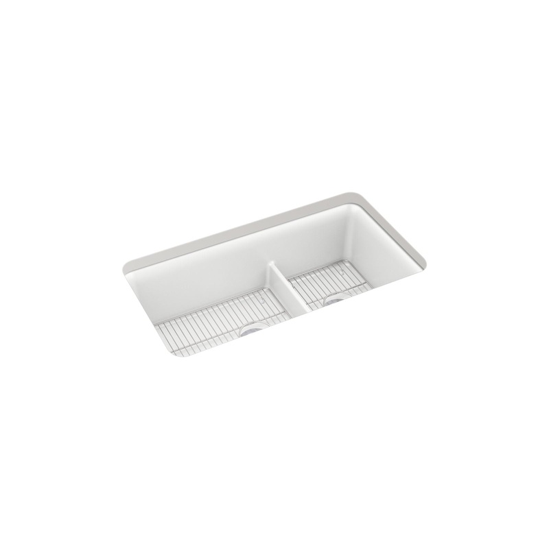 KOHLER K-27786-CM6 Cairn Smart Divide 33-1/2" Undermount Double-Bowl Kitchen Sink In Matte White
