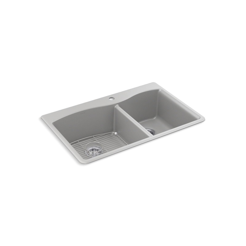 KOHLER K-28002-1-CM4 Kennon 33" Top-/Undermount Double-Bowl Kitchen Sink In Matte Grey
