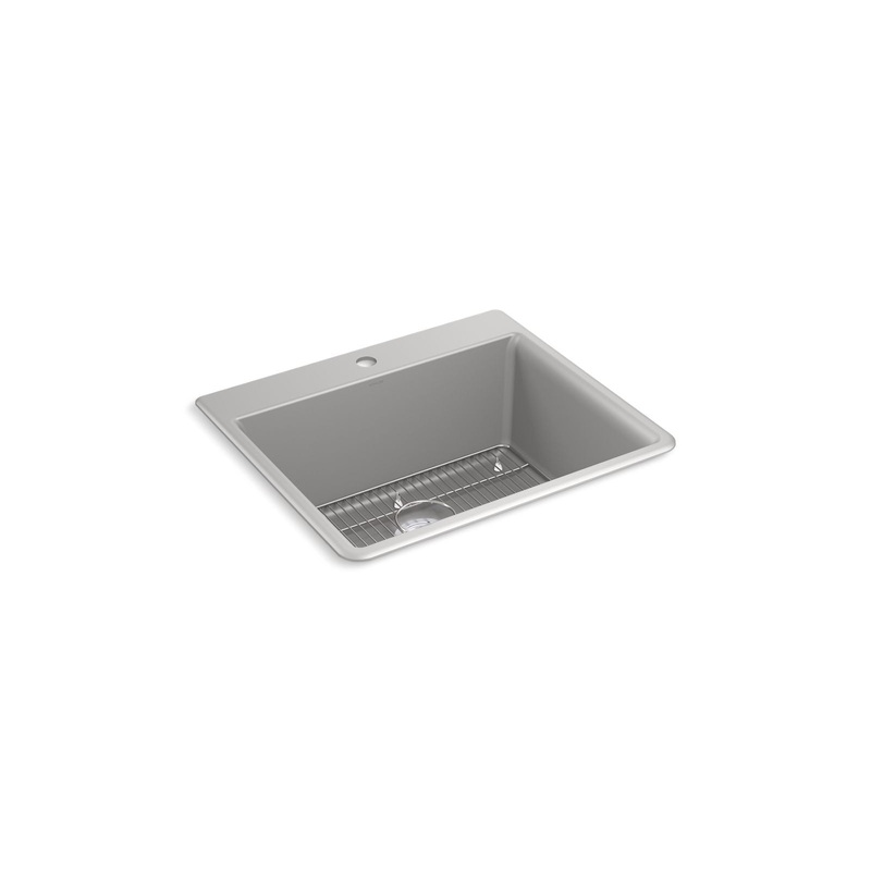 KOHLER K-28003-1-CM4 Kennon 25" Top-/Undermount Single-Bowl Kitchen Sink In Matte Grey