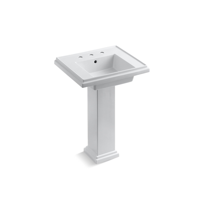 KOHLER K-2844-8-0 Tresham 24" Square Pedestal Bathroom Sink In White