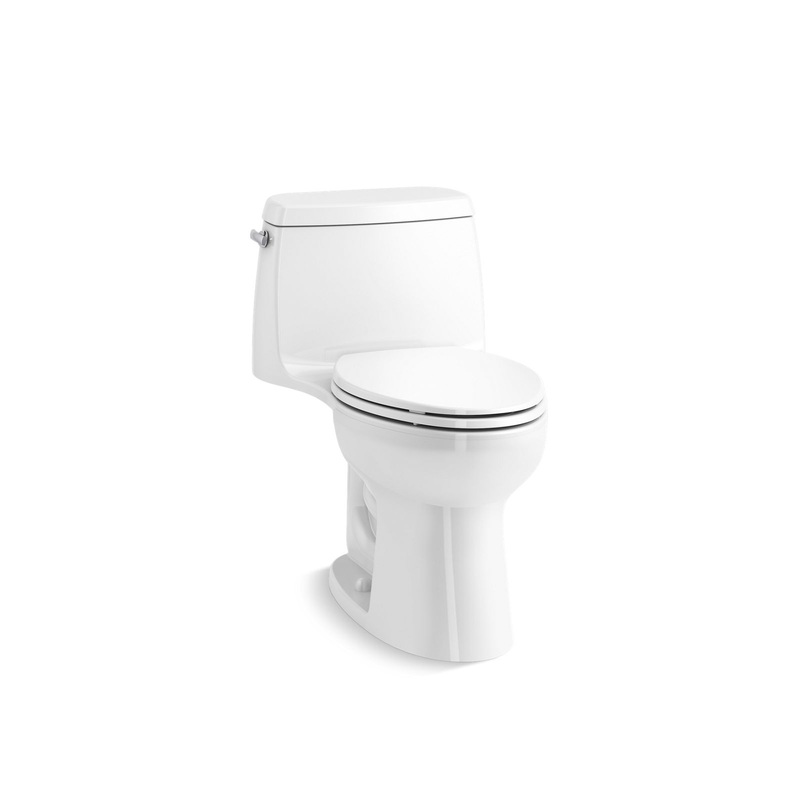 KOHLER K-30810-0 Santa Rosa One-Piece Compact Elongated Toilet, 1.28 Gpf In White