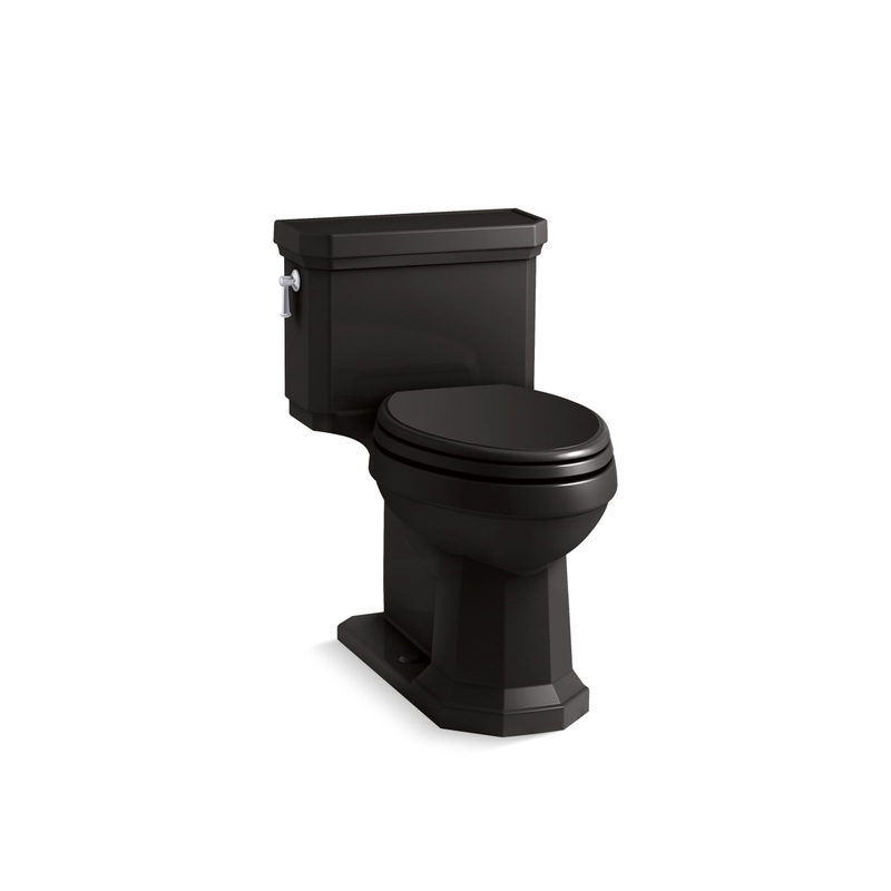 KOHLER K-3940-7 Kathryn One-Piece Compact Elongated Toilet With Concealed Trapway, 1.28 Gpf In Black Black