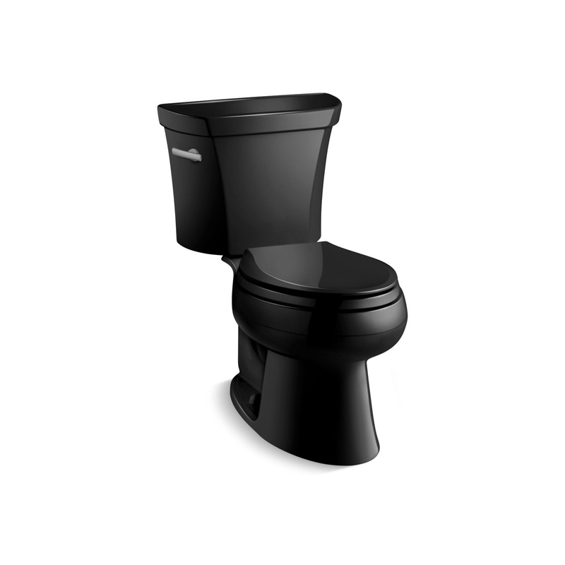 KOHLER K-3978-7 Wellworth Two-Piece Elongated Toilet, 1.6 Gpf In Black Black