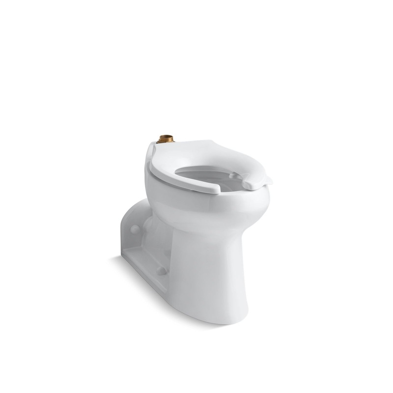 KOHLER K-4352-L-0 Anglesey Floor-Mount Top Spud Flushometer Bowl With Bedpan Lugs In White