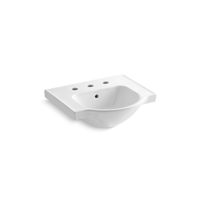 KOHLER K-5247-8-0 Veer 21" Square Pedestal Bathroom Sink In White