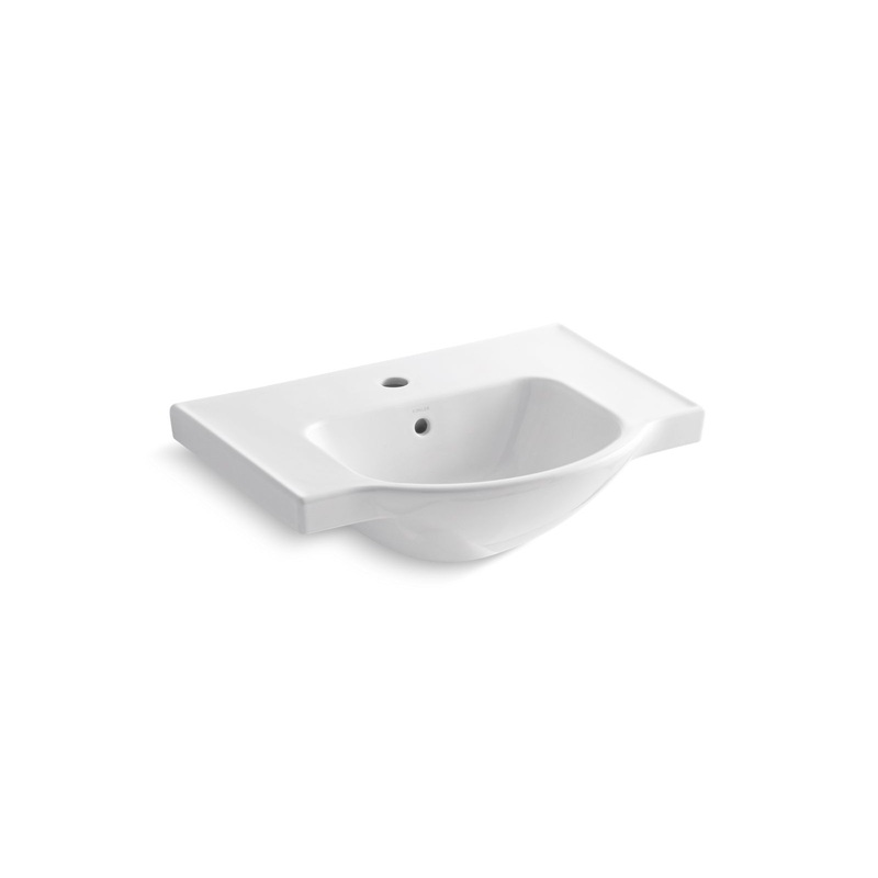 KOHLER K-5248-1-0 Veer 24" Square Pedestal Bathroom Sink In White
