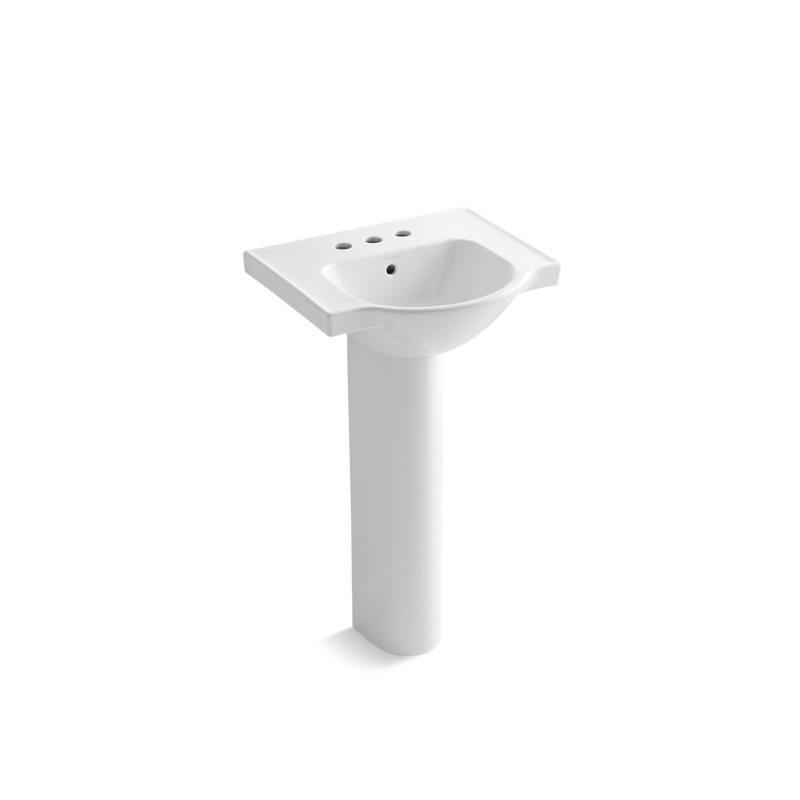 KOHLER K-5265-4-0 Veer 21" Rectangular Pedestal Bathroom Sink In White