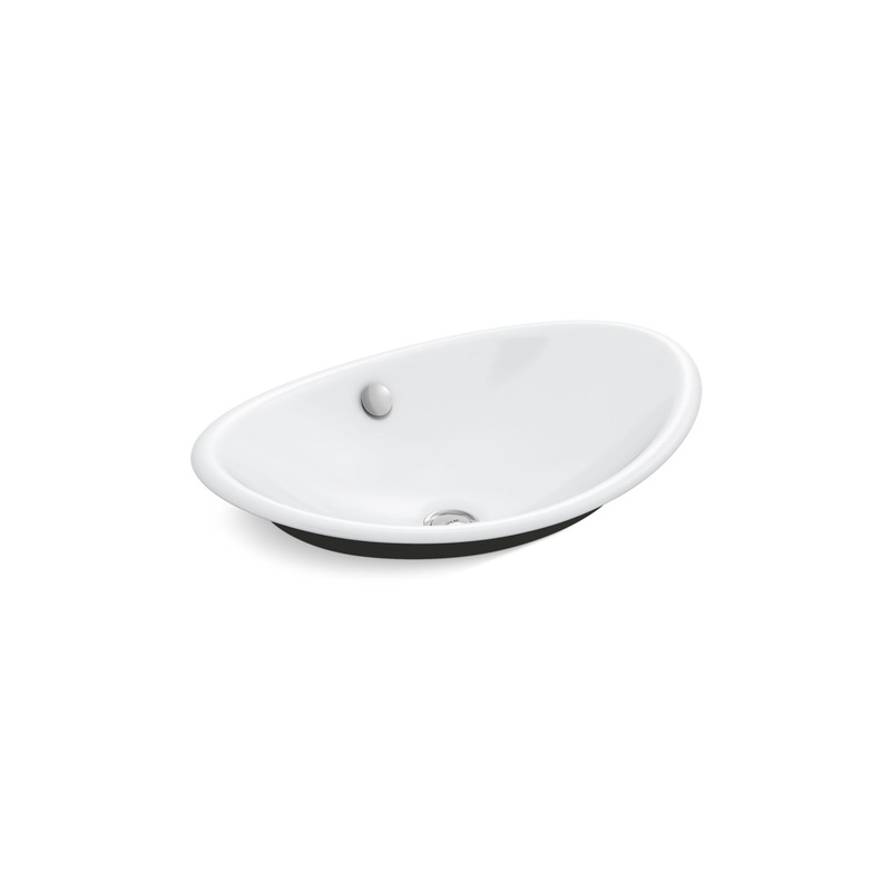 KOHLER K-5403-P5-0 Iron Plains 20-3/4" Oval Vessel Bathroom Sink In White