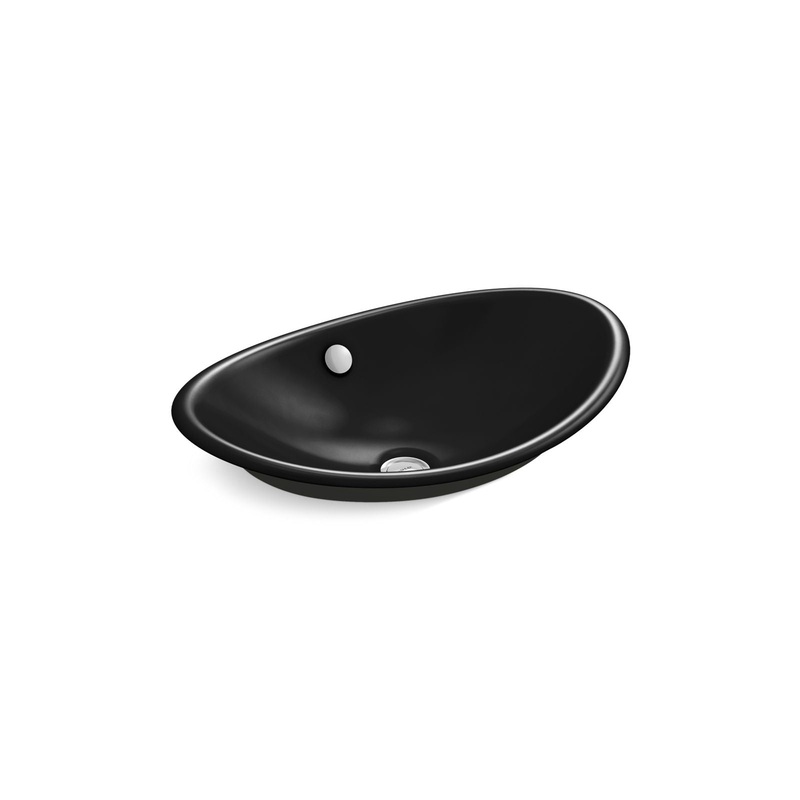 KOHLER K-5403-P5-7 Iron Plains 20-3/4" Oval Vessel Bathroom Sink In Black Black