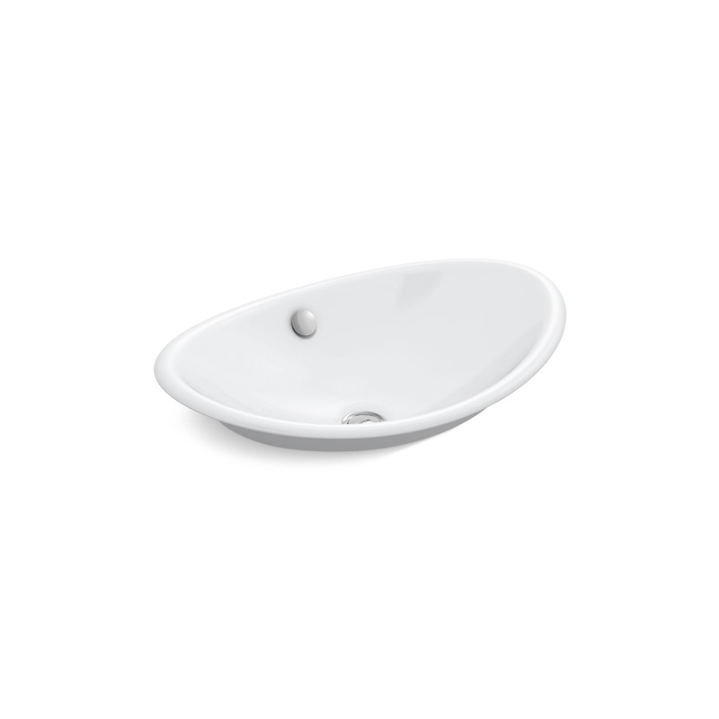 KOHLER K-5403-W-0 Iron Plains 20-3/4" Oval Vessel Bathroom Sink In White