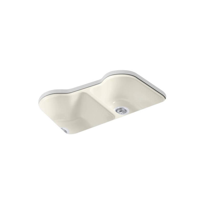 KOHLER K-5818-5U-96 Hartland 33" Undermount Double-Bowl Kitchen Sink In Biscuit