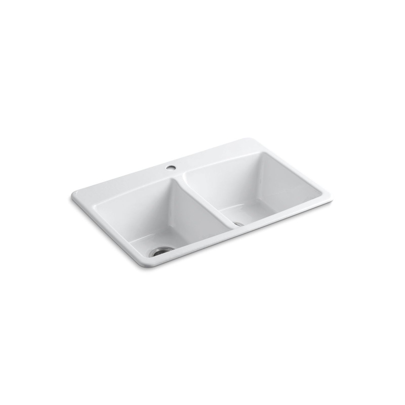 KOHLER K-5846-1-0 Brookfield 33" Top-Mount Double-Bowl Kitchen Sink In White