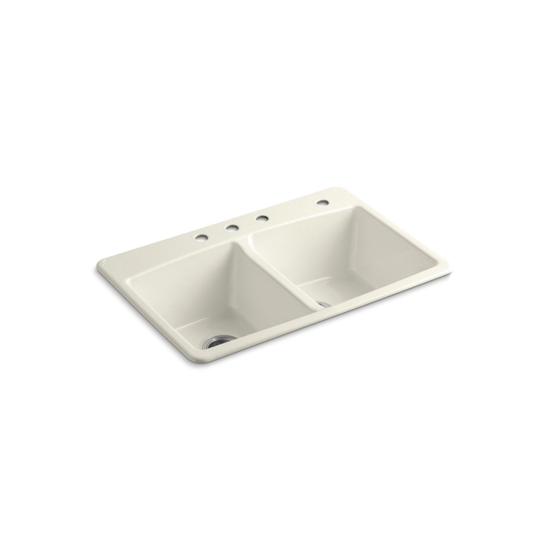 KOHLER K-5846-4-96 Brookfield 33" Top-Mount Double-Bowl Kitchen Sink In Biscuit