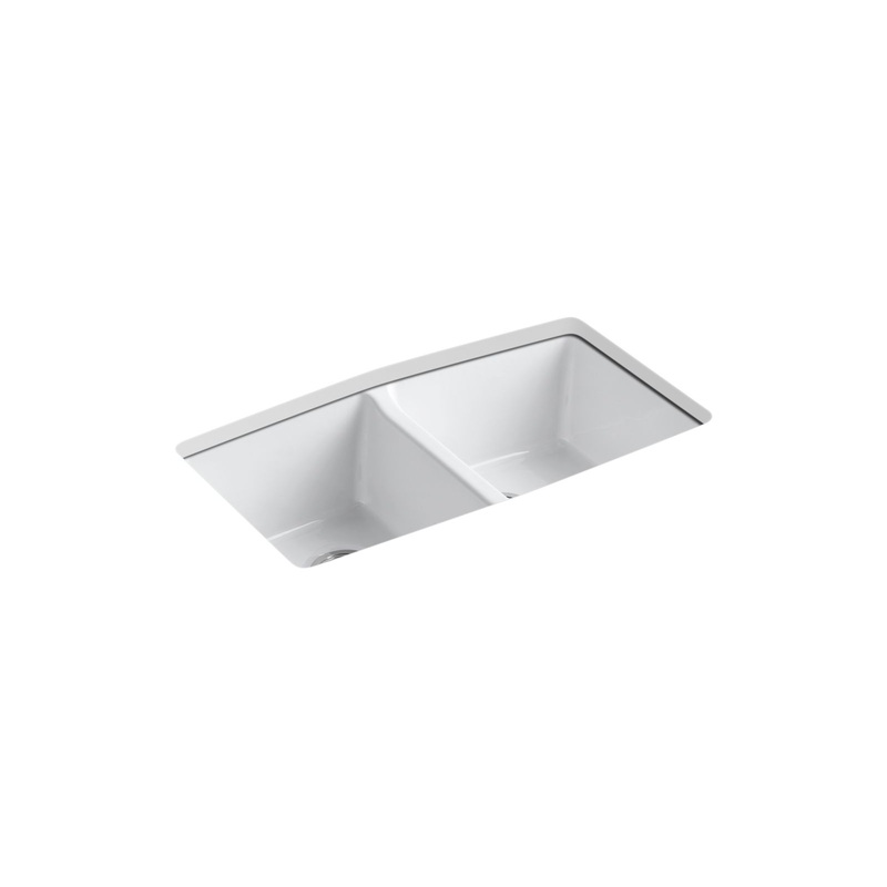 KOHLER K-5846-5U-0 Brookfield 33" Undermount Double-Bowl Kitchen Sink In White