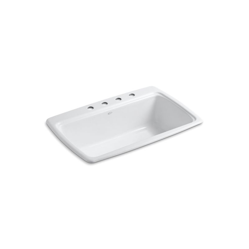 KOHLER K-5863-4-0 Cape Dory 33" Top-Mount Single-Bowl Kitchen Sink In White