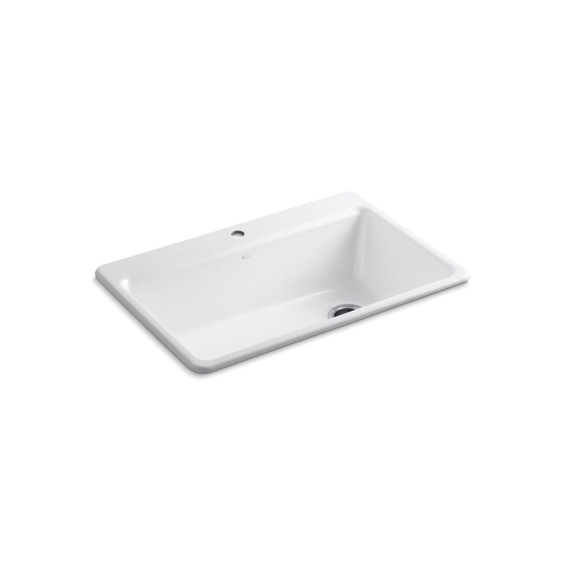 KOHLER K-5871-1A2-0 Riverby 33" Top-Mount Single-Bowl Workstation Kitchen Sink In White